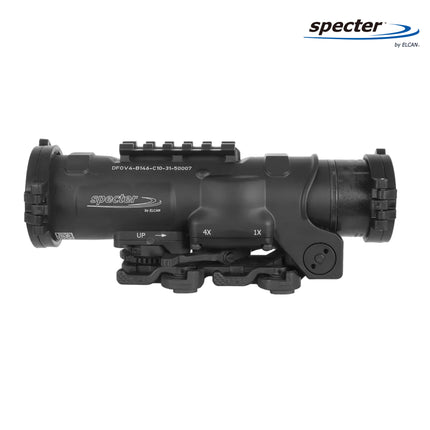 ELCAN SpecterDR 1x/4x Rifle Scope 5.56 BDC w/Flip Covers, ARD & A.R.M.S. Levers Black - DFOV4-B146-C10