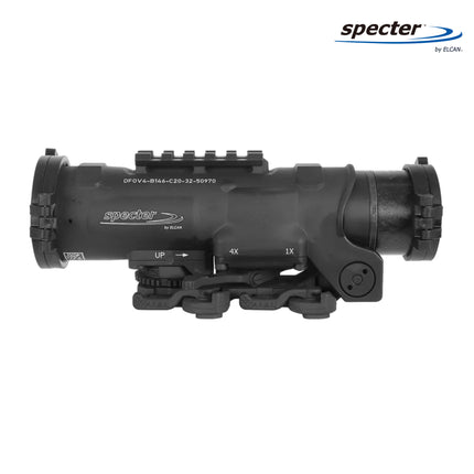 ELCAN SpecterDR 1x/4x Rifle Scope 7.62 BDC w/Flip Covers, ARD & A.R.M.S. Levers Black - DFOV4-B146-C20