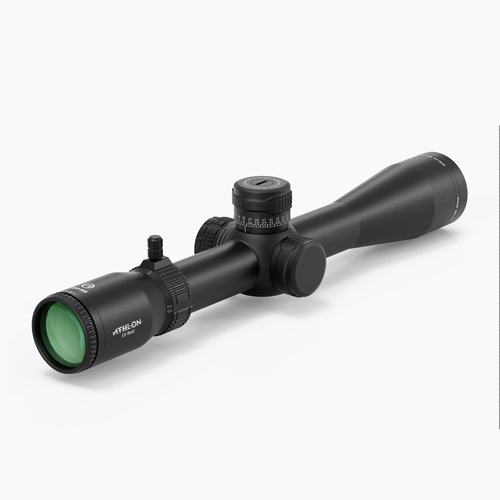 Athlon Ares HLR 2.5-15x42 Rifle Scope AHMC1 MOA, angled view