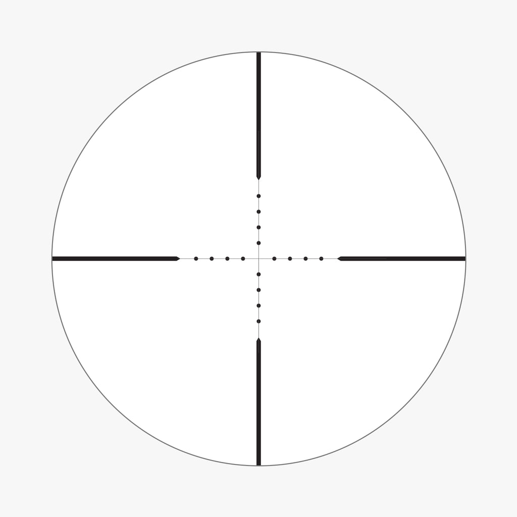 Mil-Dot reticle subtension diagram for the Athlon Argos HMR 4-20x50 Rifle Scope
