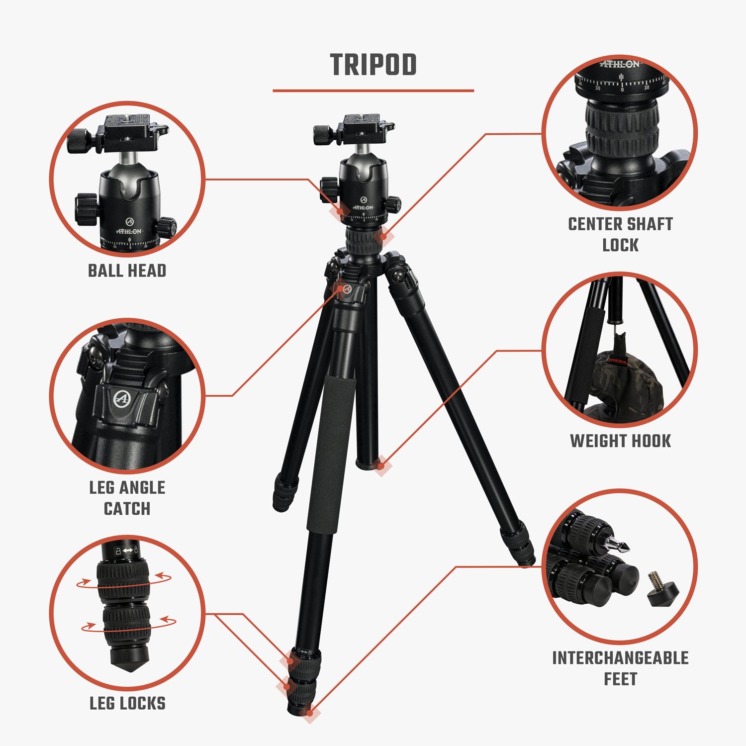 Athlon Midas AL28 Aluminum Tripod, product image 2