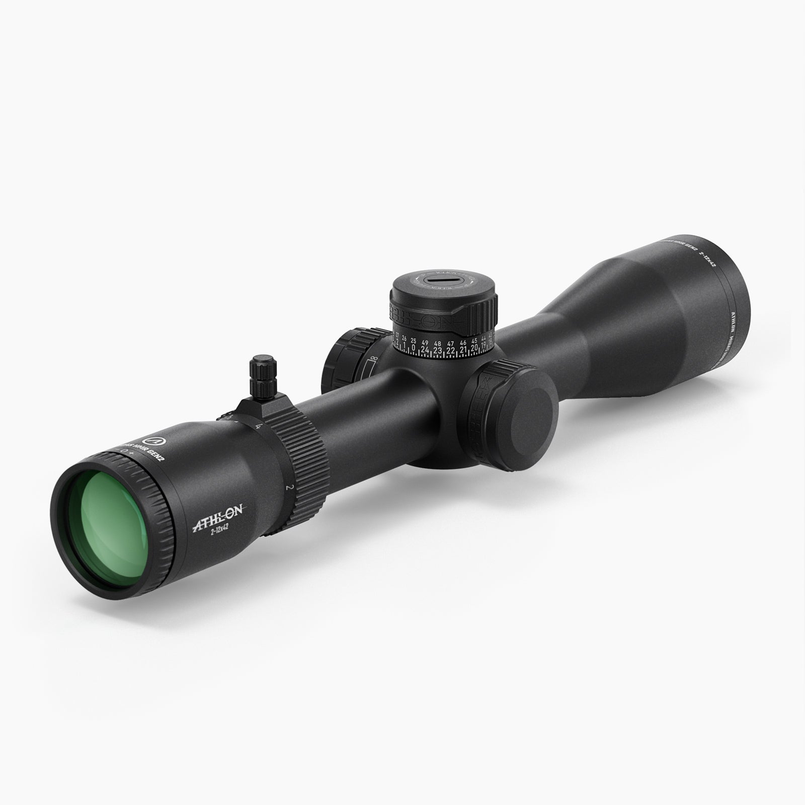 Athlon Midas HMR GEN2 2-12x42 Rifle Scope APLR-H2 MOA, angled view