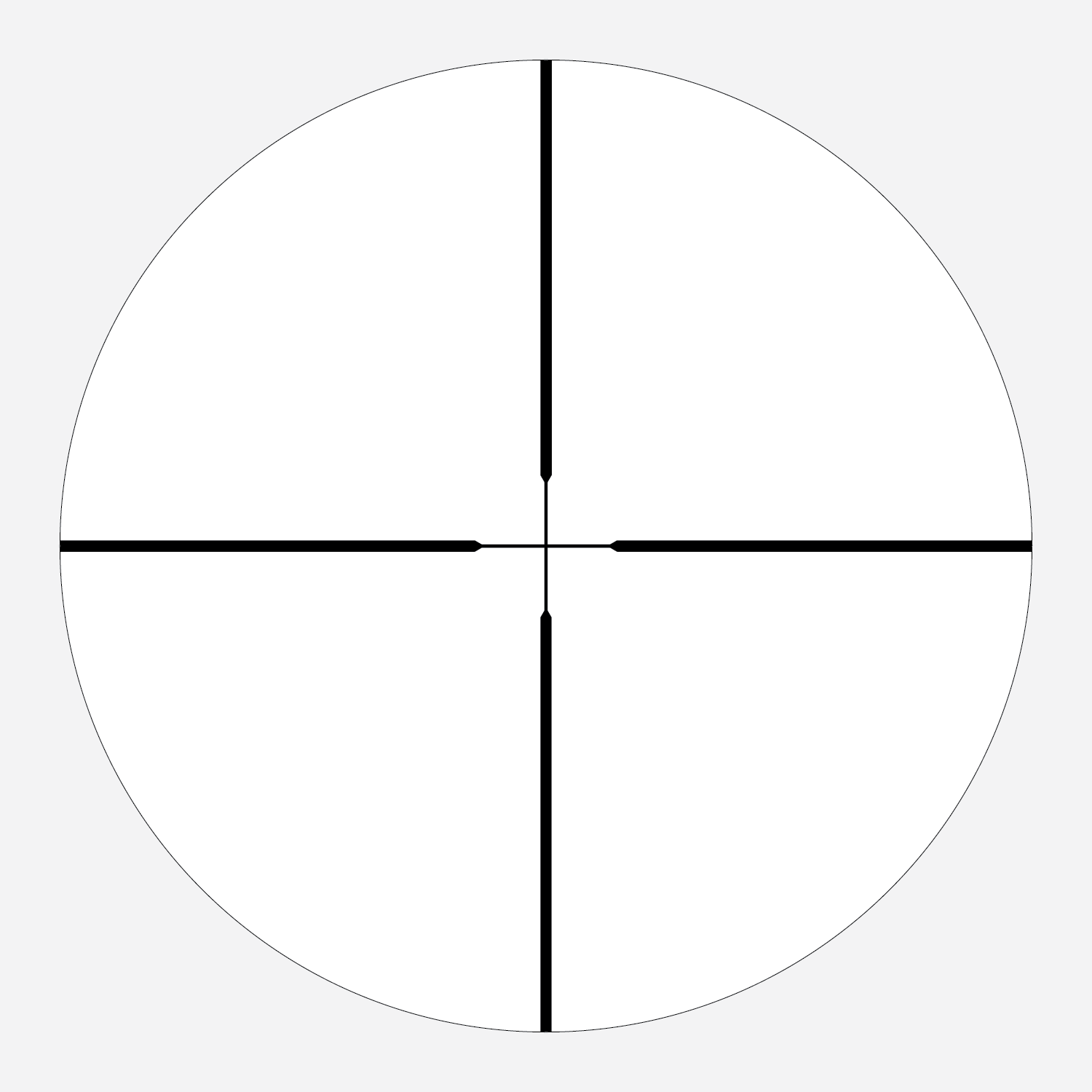 Center-X reticle subtension diagram for the Athlon Neos HMR 3-9x40 Rifle Scope