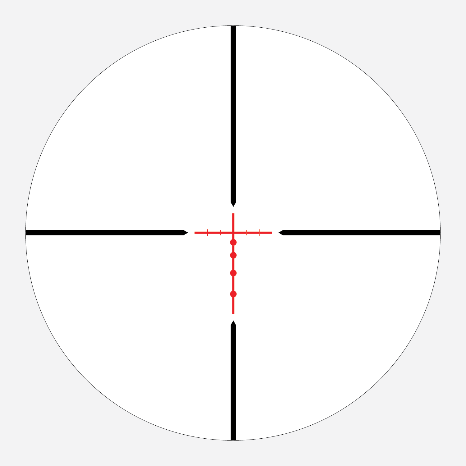 BDC 500 SFP IR MOA reticle subtension diagram for the Athlon Neos HMR 3-9x50 Rifle Scope