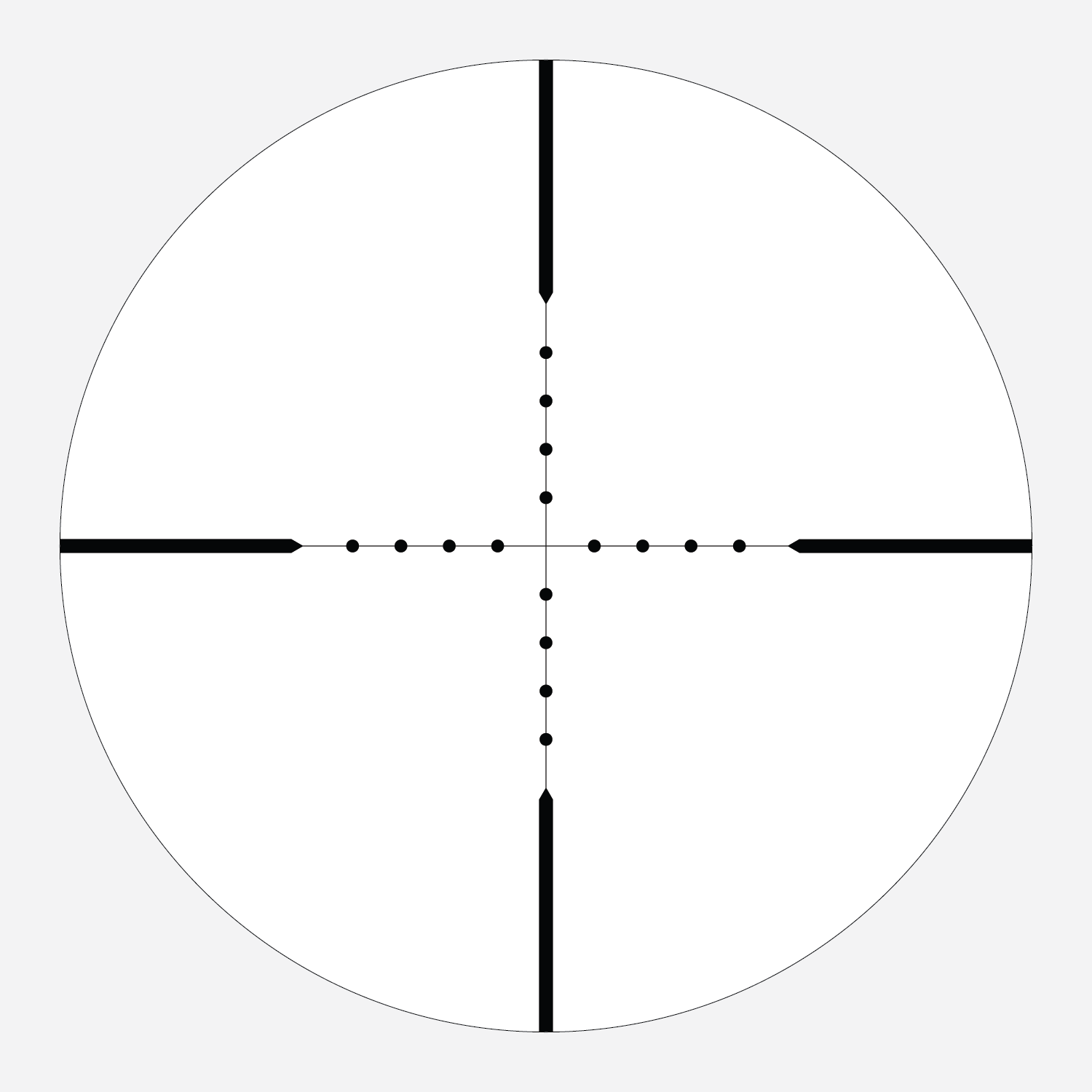 Mil-Dot reticle subtension diagram for the Athlon Neos HMR 4-12x40 Rifle Scope