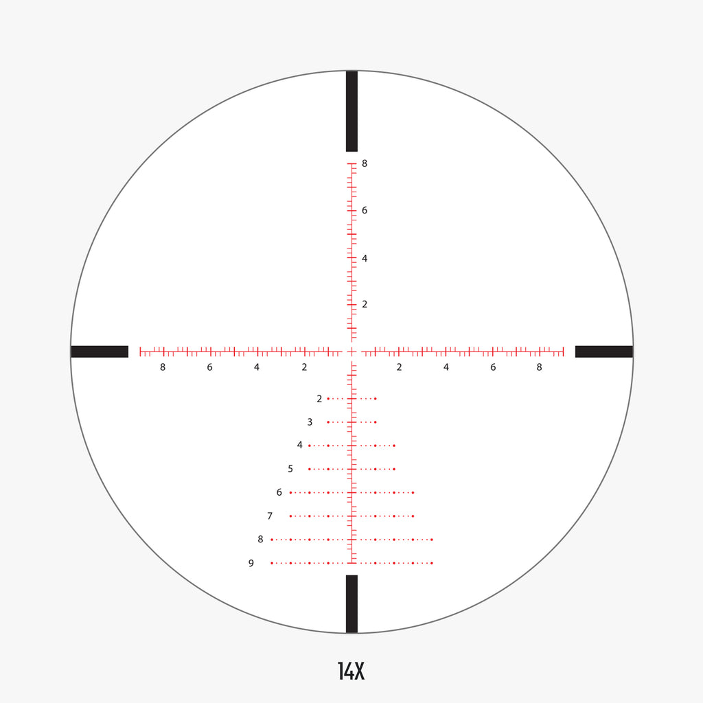 APLR2 FFP IR MIL reticle subtension diagram for the Athlon Talos BTR GEN2 4-14x44 Rifle Scope