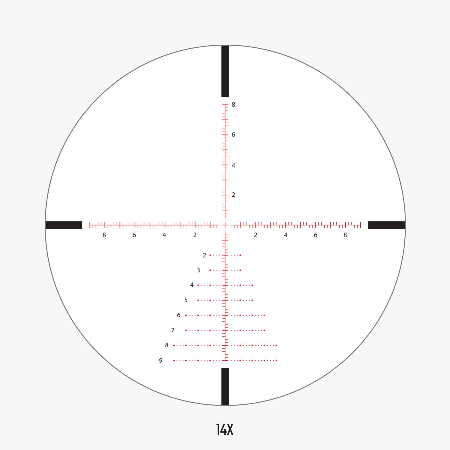APLR2 FFP IR MIL reticle subtension diagram for the Athlon Talos BTR GEN2 4-14x44 Rifle Scope