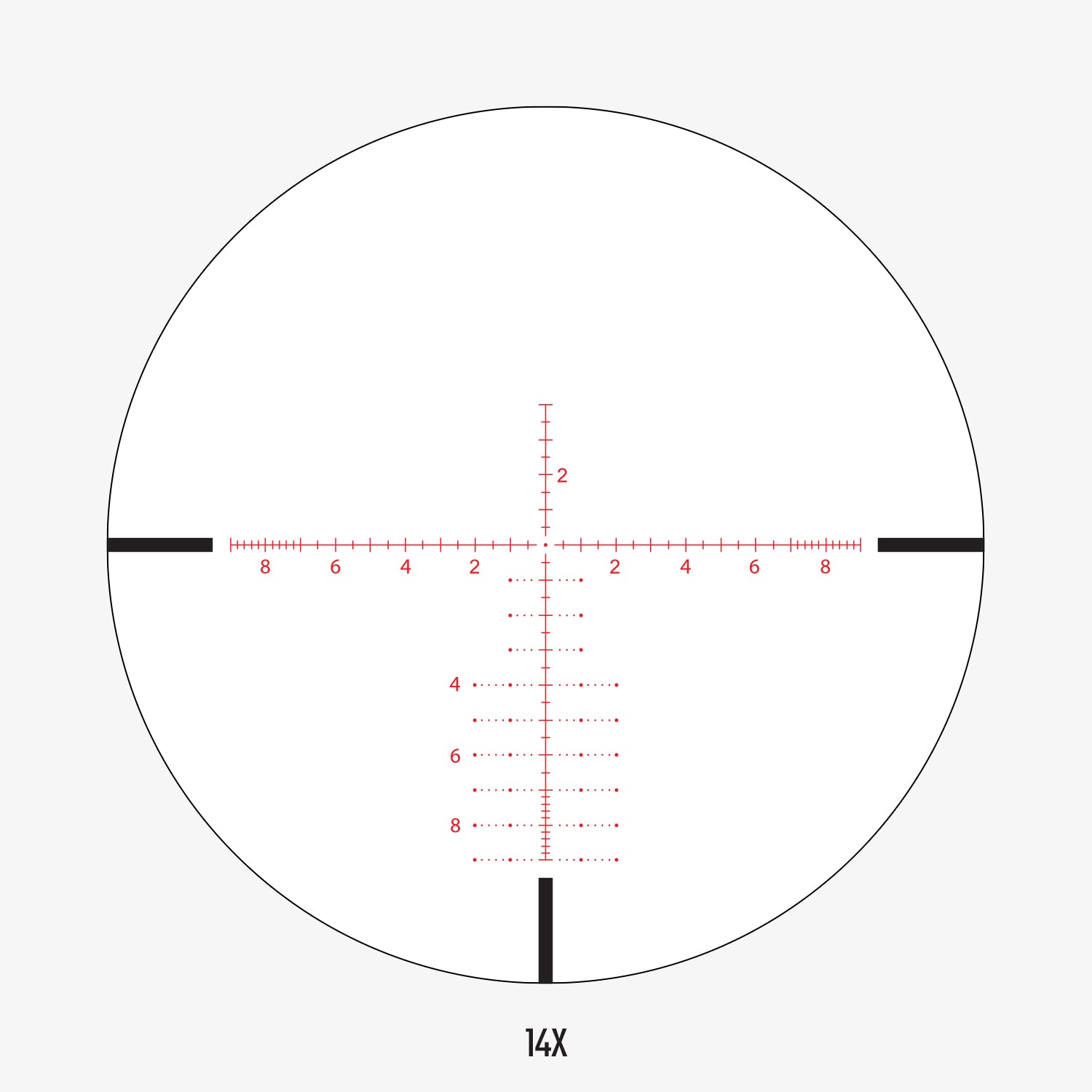 APRS10 FFP IR MIL reticle subtension diagram for the Athlon Talos BTR GEN2 4-14x44 Rifle Scope