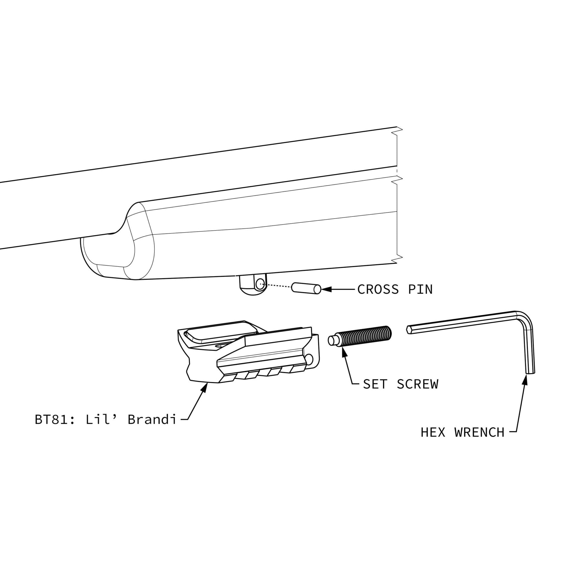 Atlas Bipod BT81 Lil' Brandi Sling Stud to Picatinny Rail Adapter, product image 3