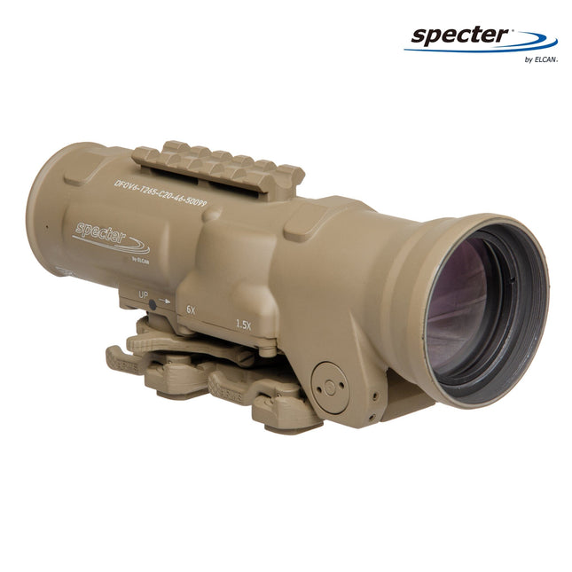 ELCAN SpecterDR 1.5x/6x 5.56 BDC FDE Scope w/Flip Covers, ARD & A.R.M.S. Levers DFOV6-T265-C10 LPVO Rifle Scope ELCAN SpecterDR 