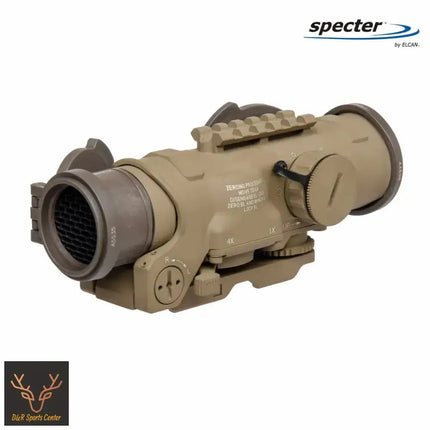 ELCAN SpecterDR 1x/4x 5.56 BDC FDE Scope w/Flip Covers, ARD & A.R.M.S. Levers DFOV4-T265-C10 LPVO Rifle Scope ELCAN SpecterDR 