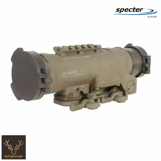 ELCAN SpecterDR 1x/4x 5.56 BDC FDE Scope w/Flip Covers, ARD & A.R.M.S. Levers DFOV4-T265-C10 LPVO Rifle Scope ELCAN SpecterDR 