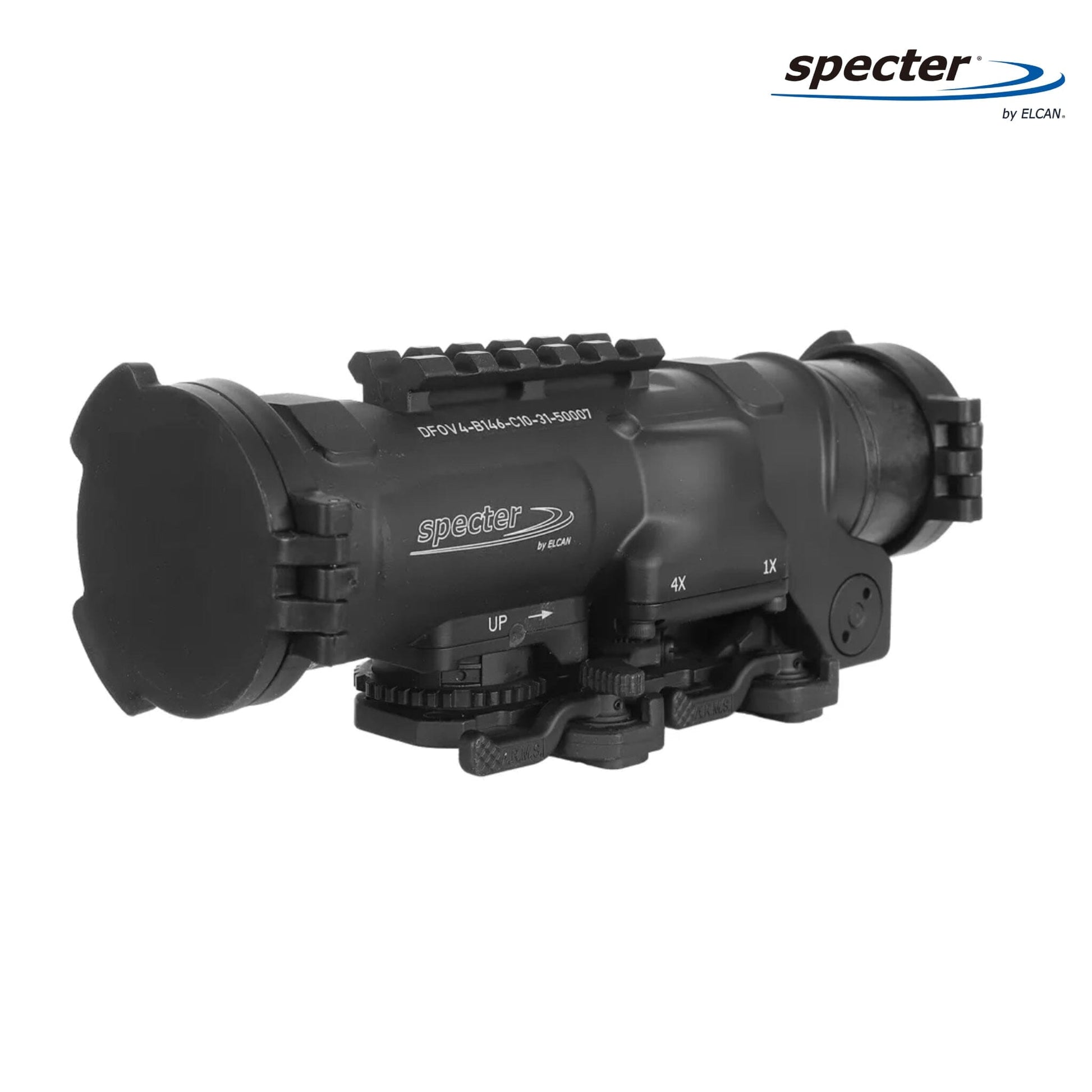 ELCAN SpecterDR 1x/4x Rifle Scope 5.56 BDC w/Flip Covers, ARD & A.R.M.S. Levers Black - DFOV4-B146-C10 Rifle Scope ELCAN SpecterDR 
