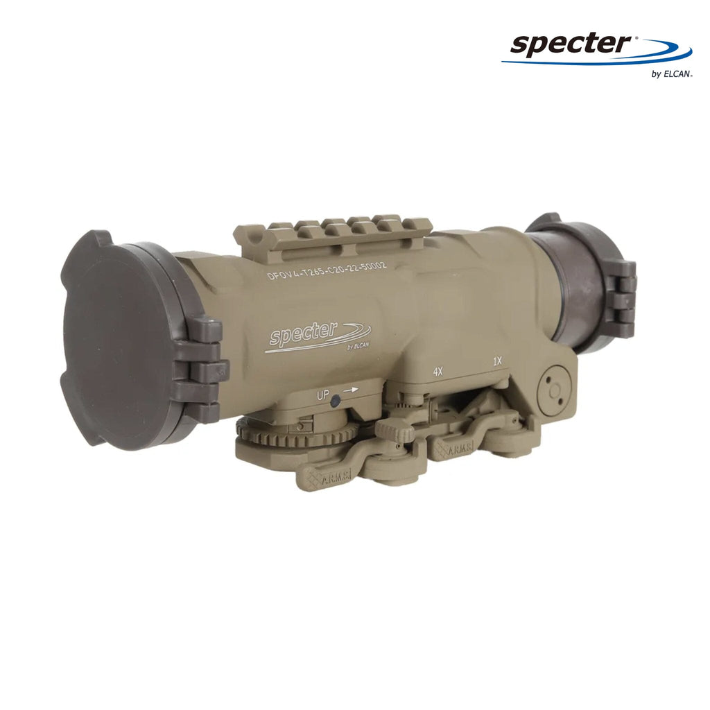 ELCAN SpecterDR 1x/4x Rifle Scope 7.62 BDC w/Flip Covers, ARD & A.R.M.S. Levers FDE - DFOV4-T265-C20 Rifle Scope ELCAN SpecterDR 
