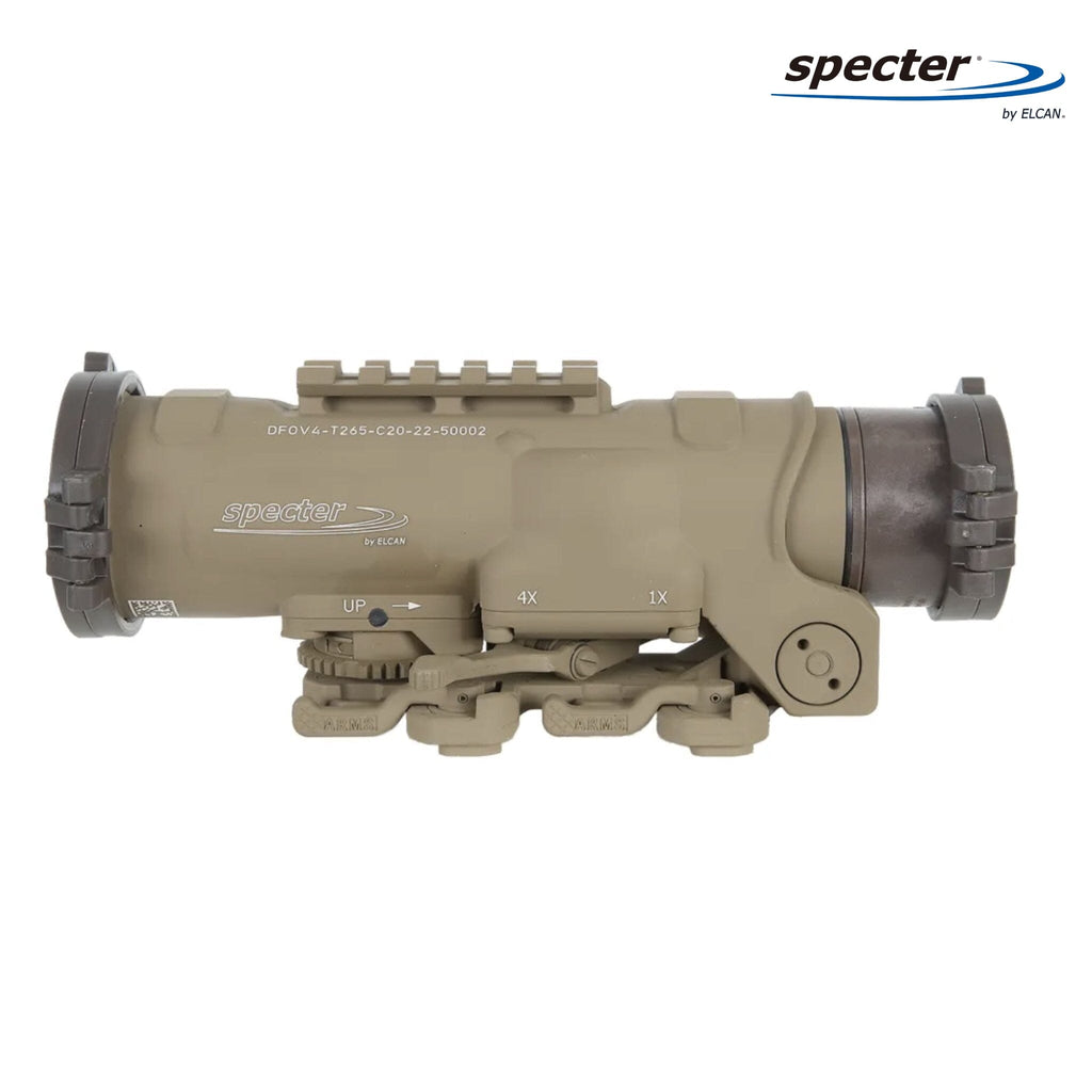 ELCAN SpecterDR 1x/4x Rifle Scope 7.62 BDC w/Flip Covers, ARD & A.R.M.S. Levers FDE - DFOV4-T265-C20 Rifle Scope ELCAN SpecterDR 
