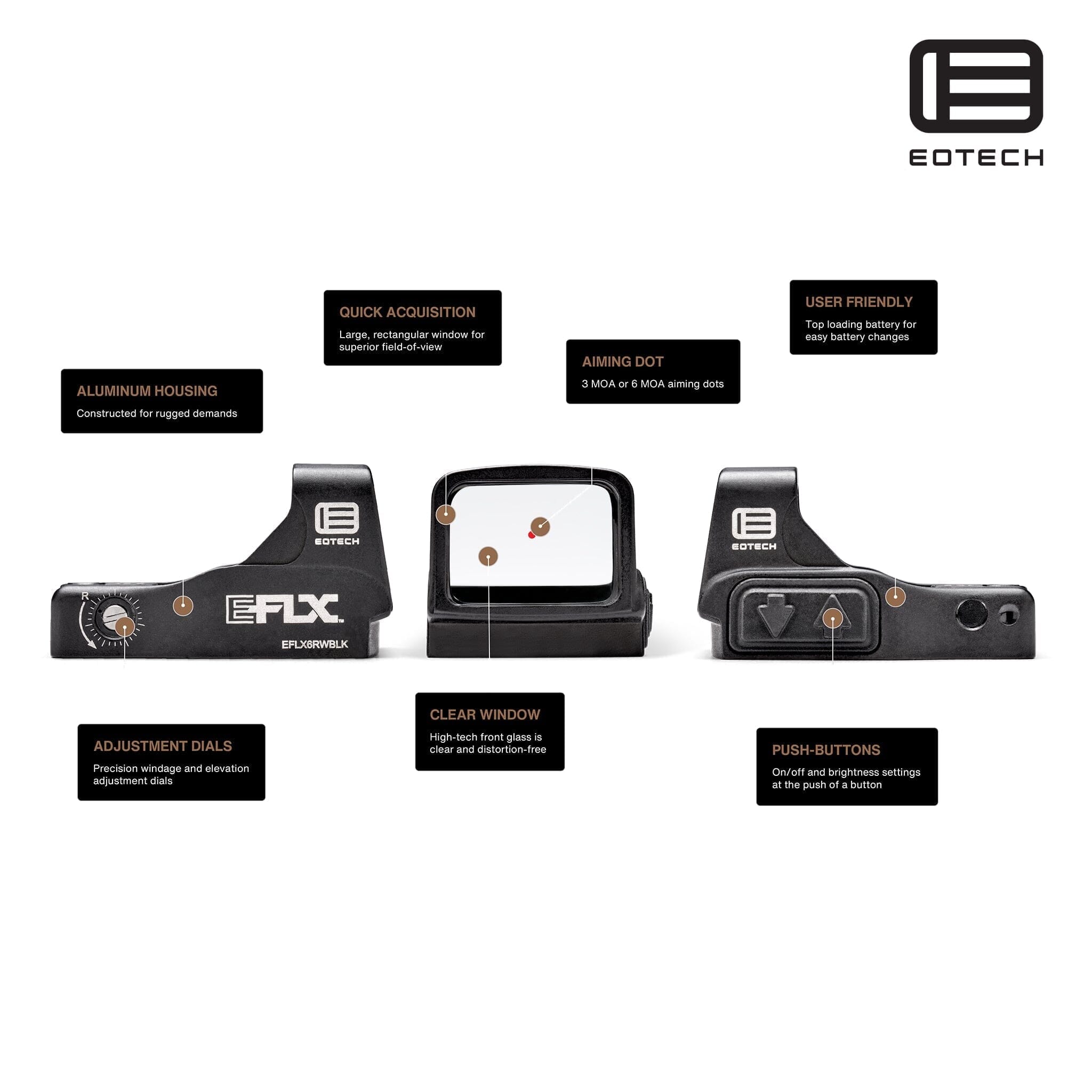 EOTech EFLX Mini Reflex Red Dot Sight 3 MOA Dot Tan – D&R Sports