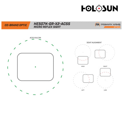 Holosun HE507K-GR-X2-ACSS Green Dot Sight ACSS Vulcan Dot Reticle Green Dot Sight Holosun Technologies 