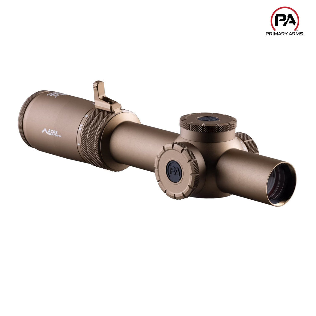 Primary Arms Compact PLxC 1-8x24 FFP Riflescope - ACSS Raptor M8 Yard Reticle - FDE Rifle Scope Primary Arms 