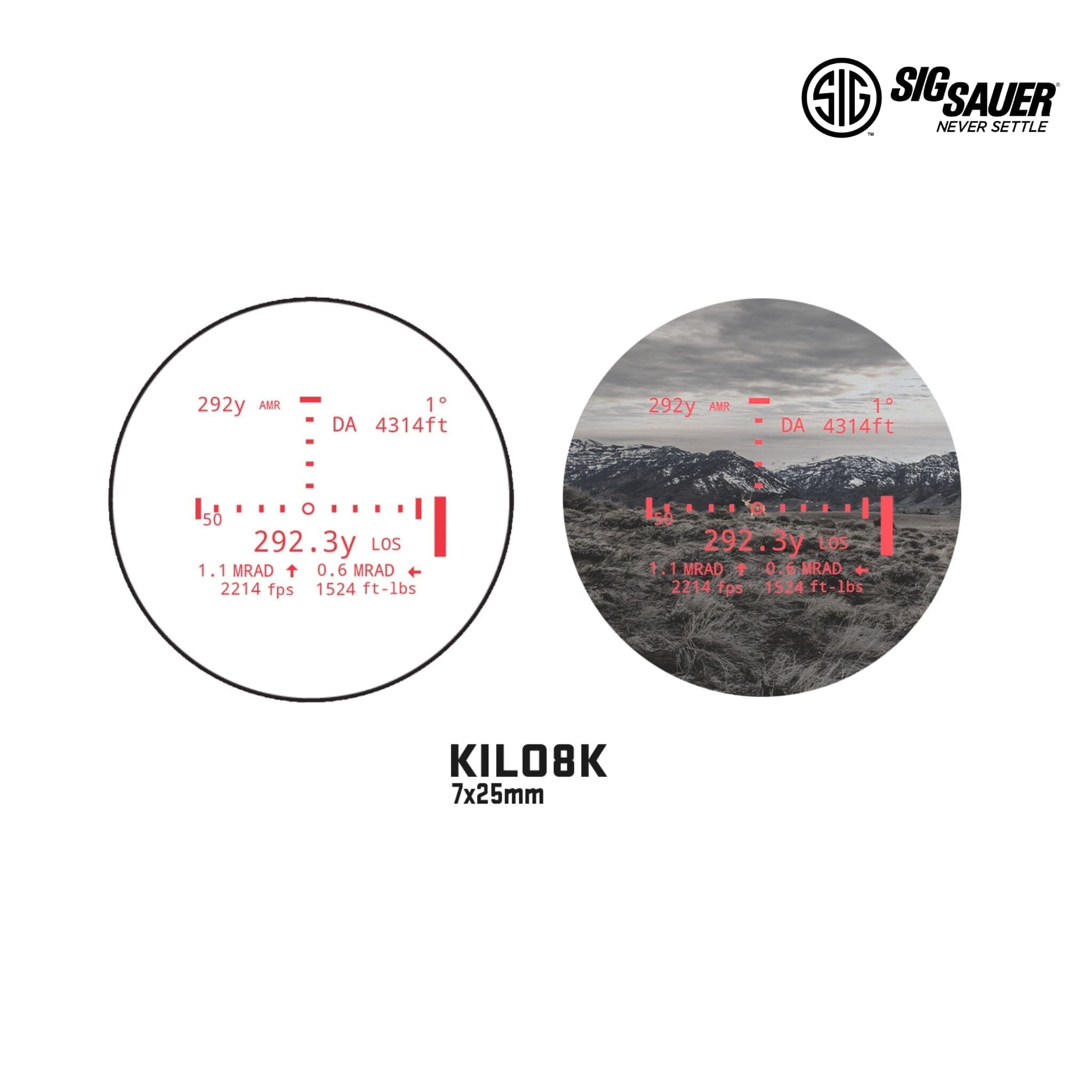 SIG Sauer KILO8K-ABS 7×25mm Ballistic Laser Rangefinder Monocular - 8000 yd Range, BDX 2.0, OLED Display - SOK8K701 Rangefinder SIG Sauer 