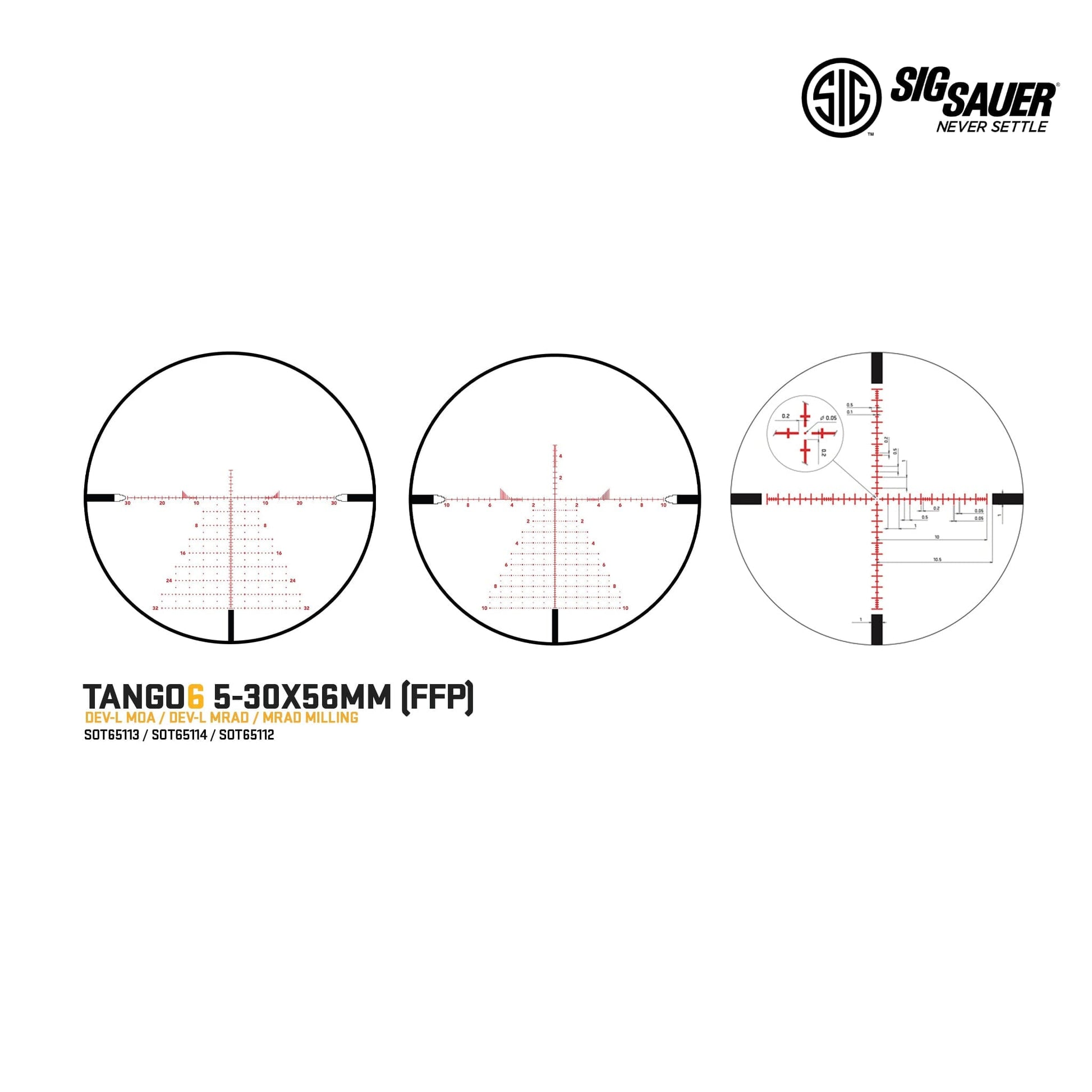 SIG Sauer TANGO6 5-30x56 Rifle Scope MOA DEV-L Reticle - SOT65113 Rifle Scope SIG Sauer 