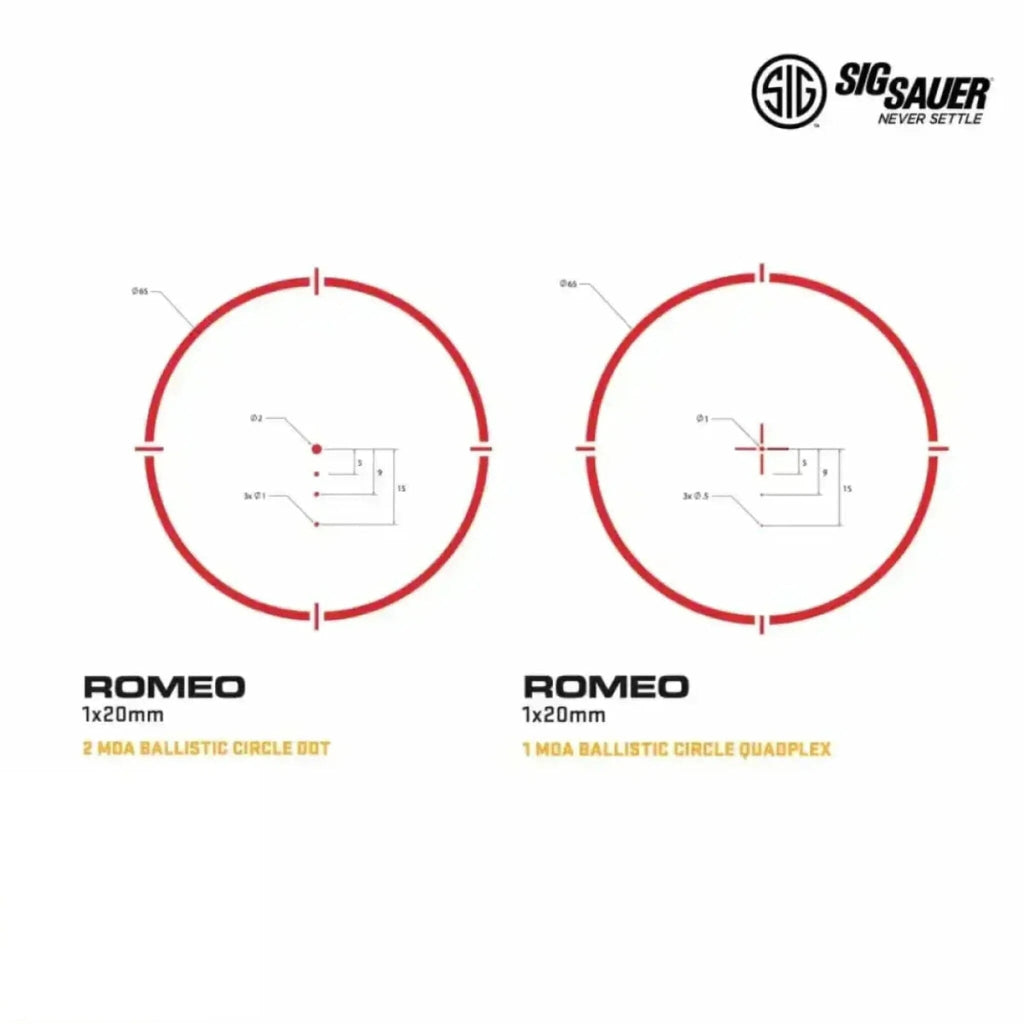 SIG Sauer ROMEO4T Red Dot Sight - 2 MOA Ballistic Circle Dot - Black Red Dot Sight SIG Sauer 
