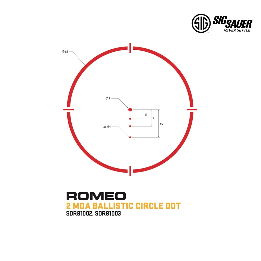 SIG Sauer ROMEO8T Red Dot Sight - 2 MOA Ballistic Circle Dot - Black Red Dot Sight SIG Sauer 