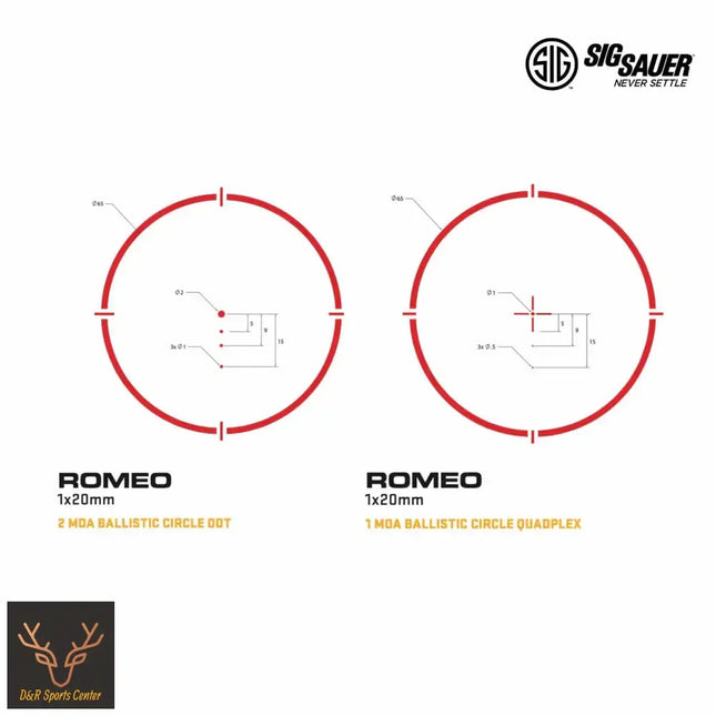 SIG Sauer ROMEO8T Red Dot Sight 2 MOA Ballistic Circle Dot Black Reticle SOR81002 Red Dot Sight SIG Sauer 