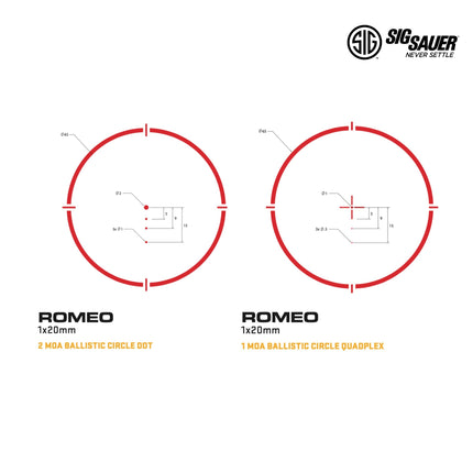 SIG Sauer ROMEO8T Red Dot Sight 2 MOA Ballistic Circle Dot FDE Reticle Red Dot Sight SIG Sauer 