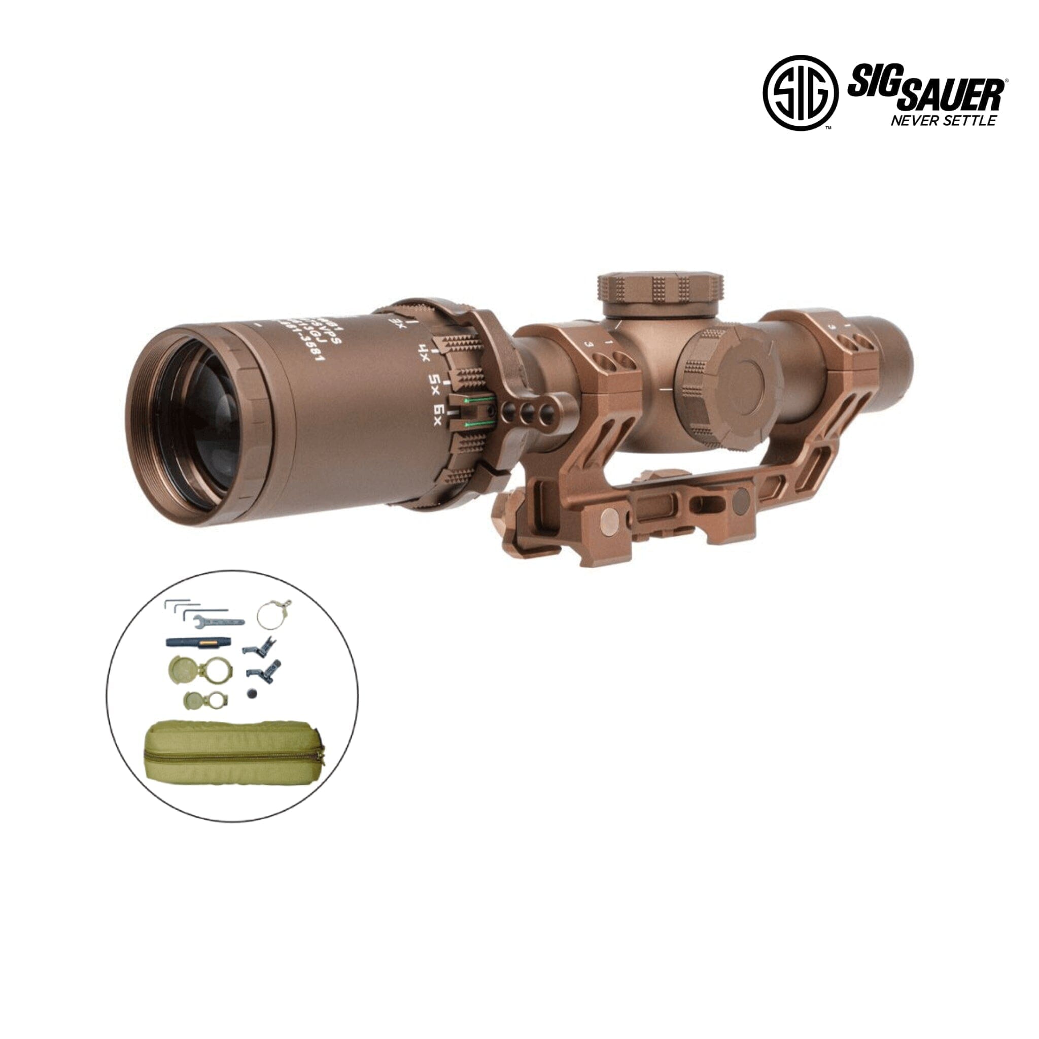 Sig Sauer TANGO6T 1-6x24mm FL-6 Illum .2 MRAD FDE SFP Riflescope w/Capped Turret, ALPHA4 1.535" Mount & SVPS Kit SOT61SVPS LPVO Rifle Scope SIG Sauer 