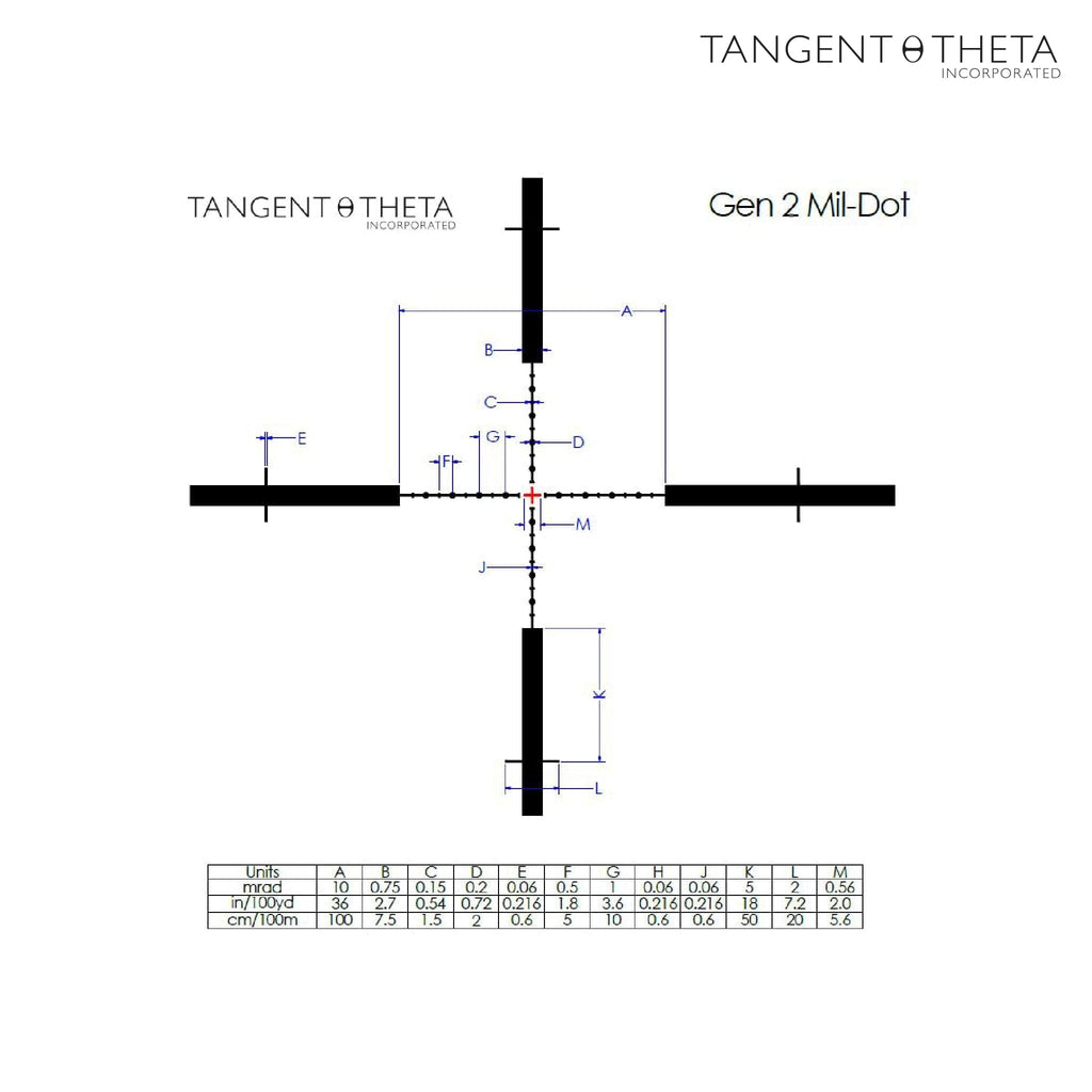 Tangent Theta TT315M 3-15x50 Riflescope - GEN 2 Mil-Dot Reticle Rifle Scope Tangent Theta 