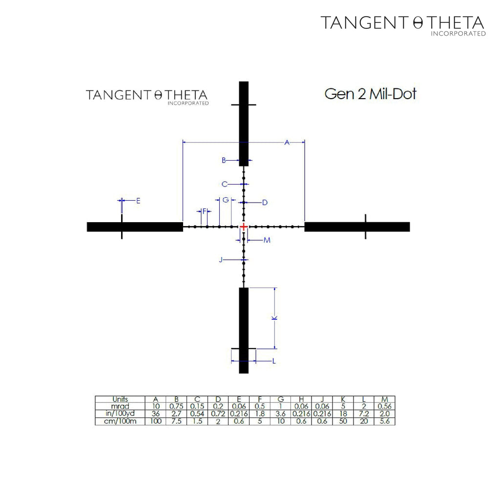 Tangent Theta TT315P 3-15x50 Rifle Scope GEN 2 Mil-Dot Reticle - 800101-0002 Rifle Scope Tangent Theta 
