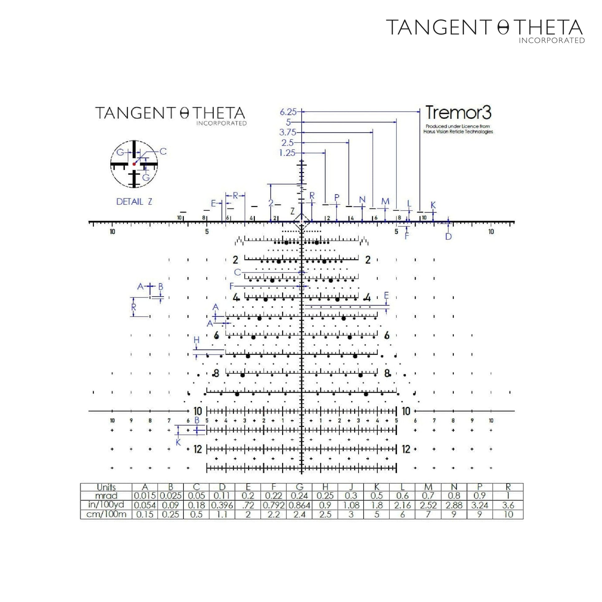 Tangent Theta TT315P 3-15x50 Rifle Scope HOURUS TREMOR3 Reticle - 800101-0008 Rifle Scope Tangent Theta 