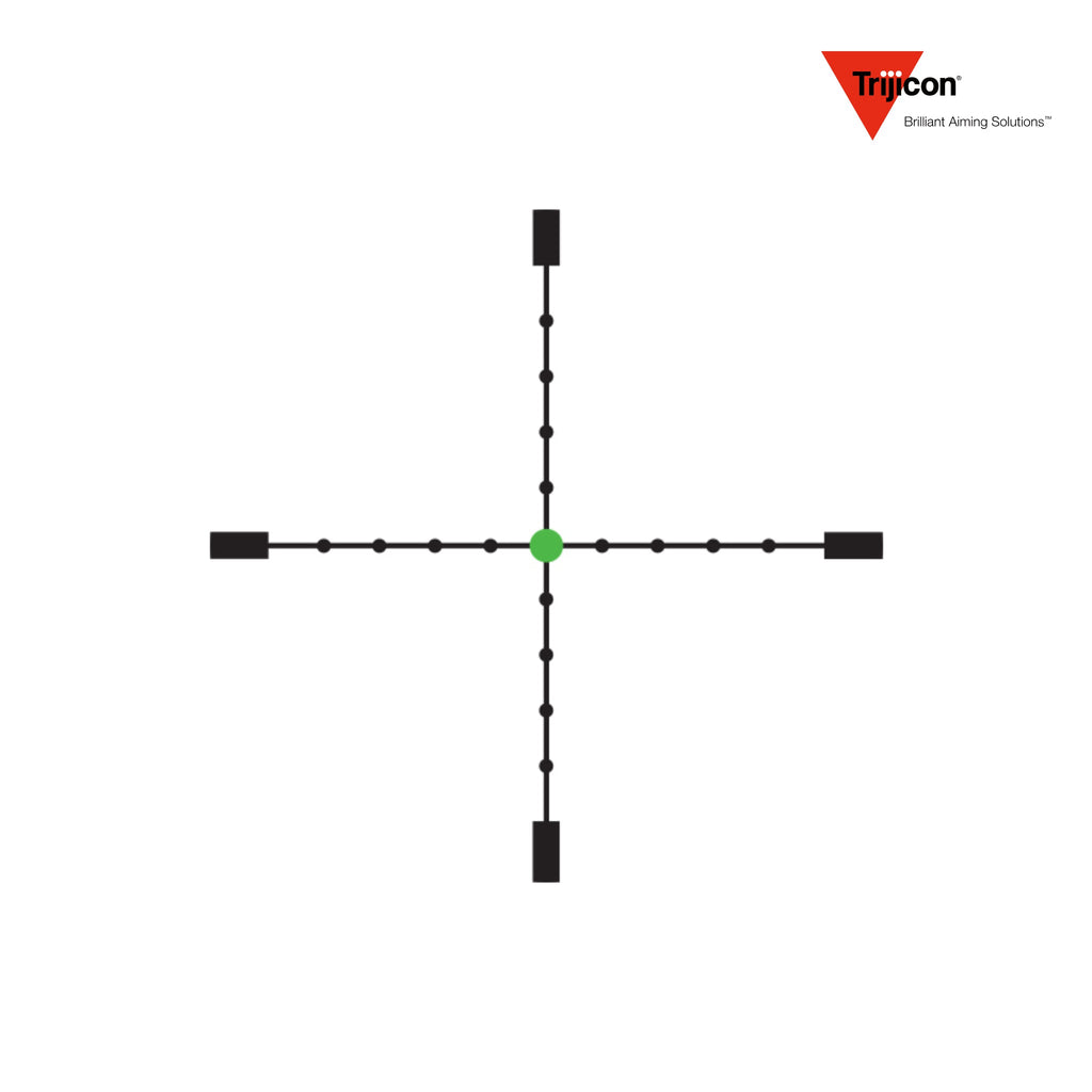Trijicon AccuPoint 1-6x24 LPVO Rifle Scope Fiber Optic Tritium Green Dot MIL-Dot Crosshair, Green MIL-Dot Crosshair reticle diagram