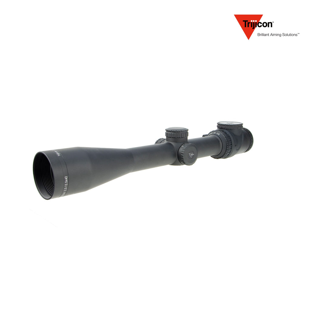 Trijicon AccuPoint 2.5-12.5x42 Rifle Scope Fiber Optic Tritium Red BAC Triangle Post, SKU TR26-C-200105