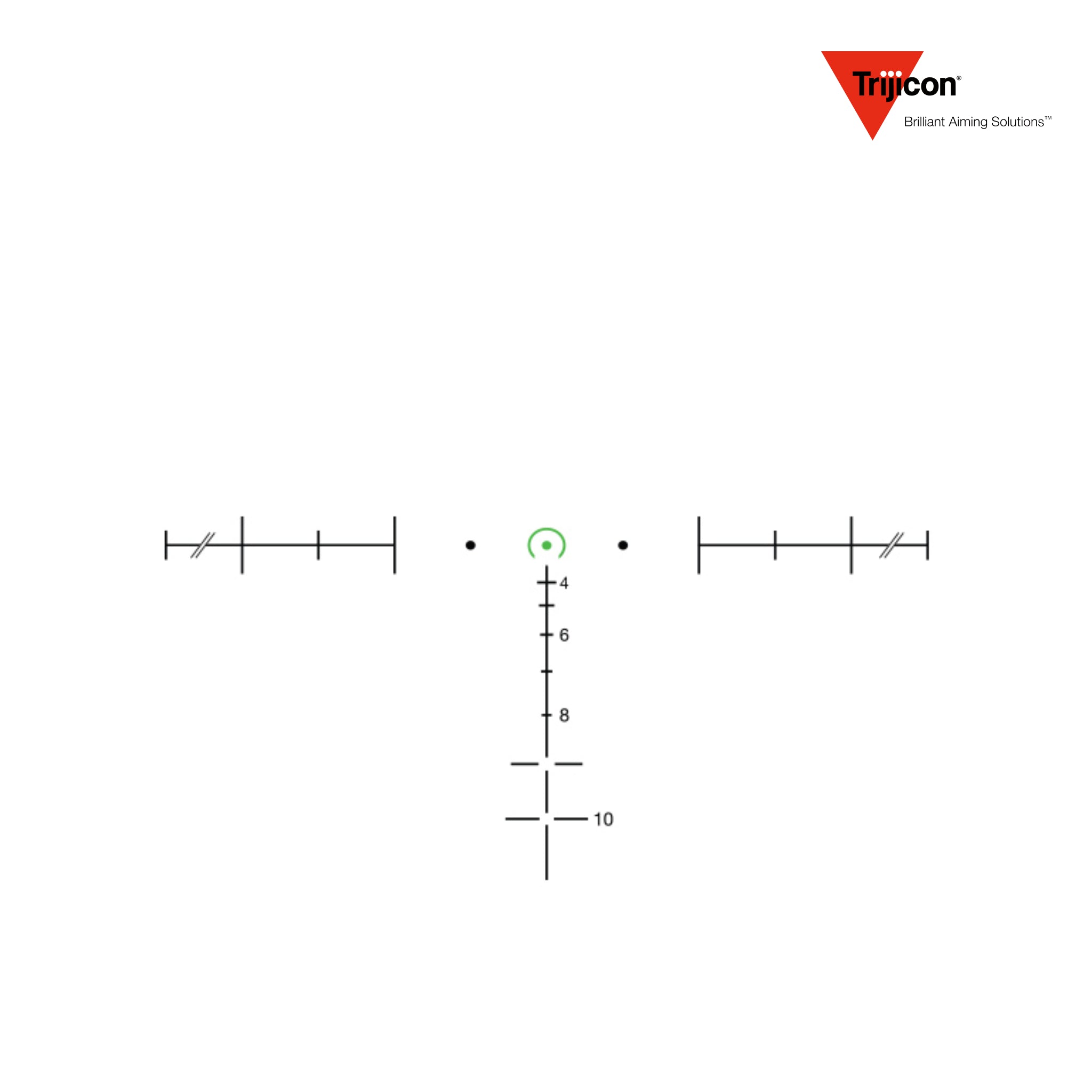 Trijicon ACOG 3.5x35 Rifle Scope LED Illuminated Green Horseshoe Dot, .223 5.56 BDC, Green Horseshoe Dot reticle diagram