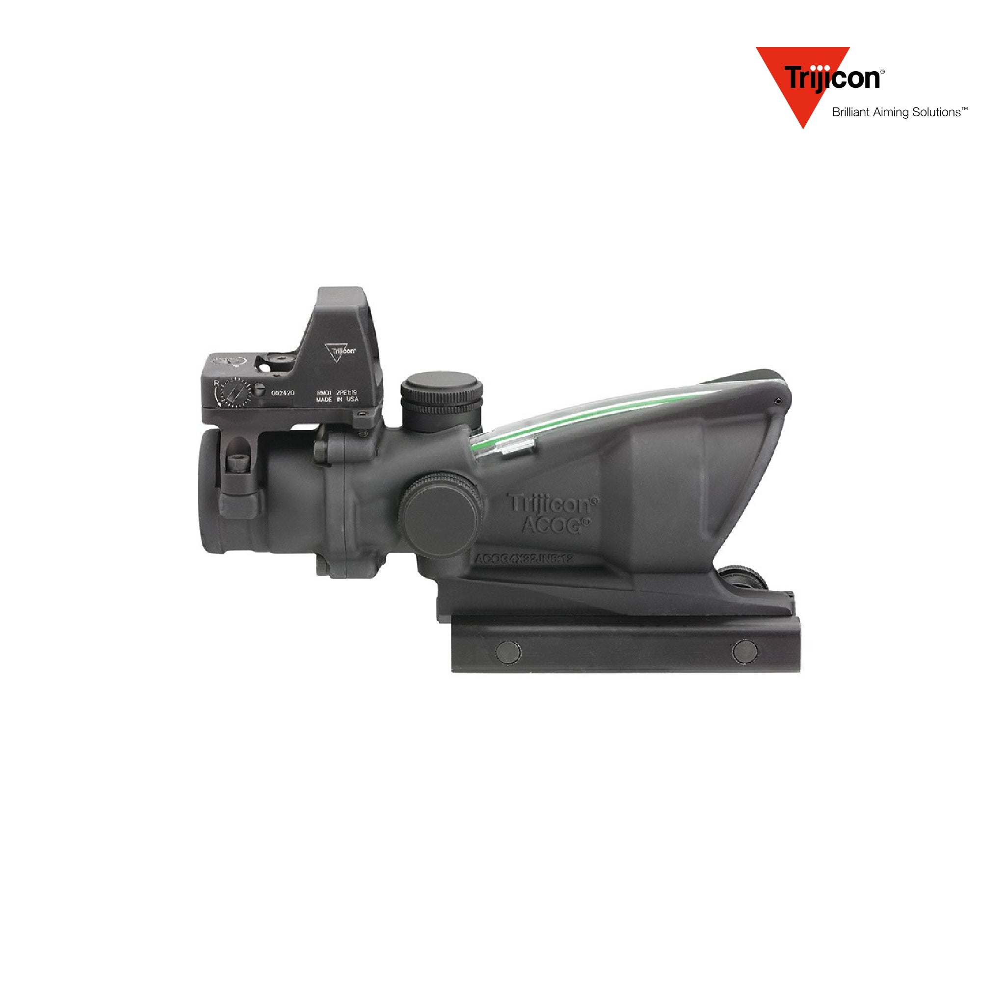 Trijicon ACOG 4x32 Rifle Scope with RMR Red Dot Sight Green Chevron .223 5.56 BDC, product image 3