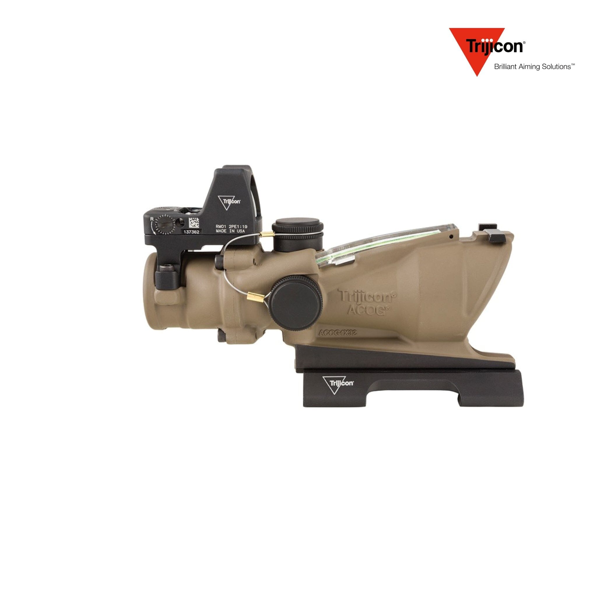 Trijicon ACOG ECOS 4x32 Dual-Illuminated Riflescope with RMR Type 2 Green Crosshair BDC Flat Dark Earth, product image 4