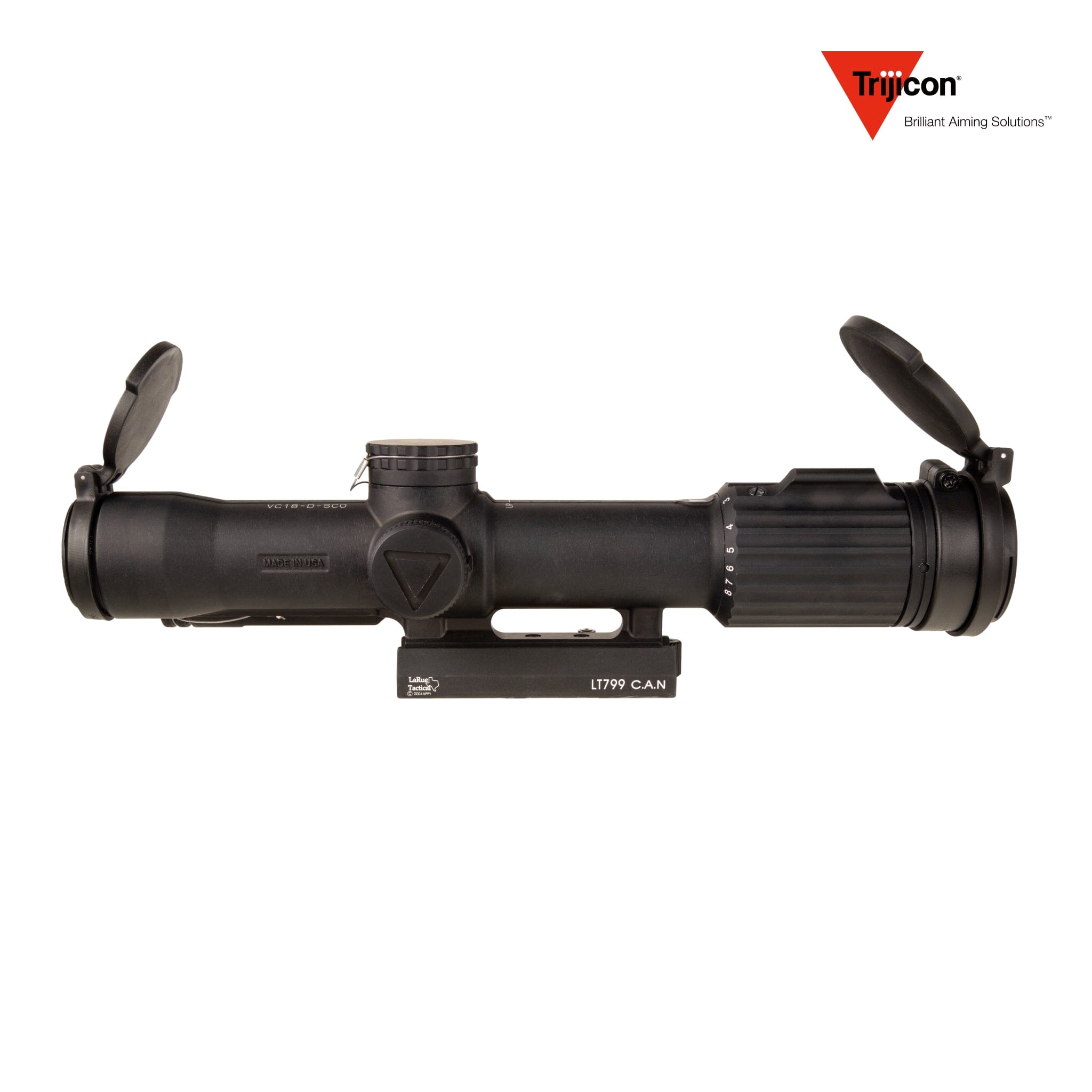 Trijicon USMC SCO VCOG 1-8x28 LPVO Riflescope Red MRAD Segmented Circle with LaRue LT799 Mount, product image 3